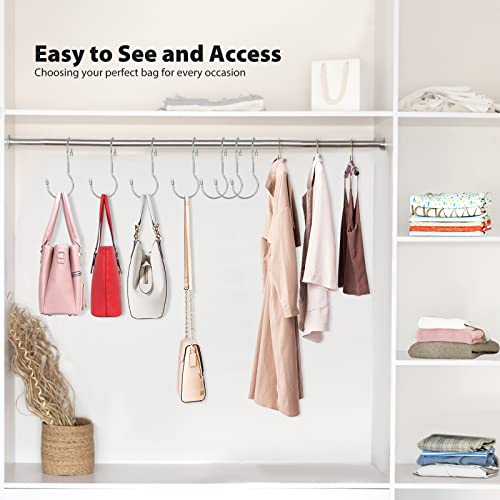 Myfolrena Purse Hangers Bag Hooks Closet- 12 Pack Handbag Hanger Organizer Metal S Hooks, Large Size Closet Rod Hooks For Hanging Handbags,Clothes, Curtain, Plant, Pans And Pots #TOP4