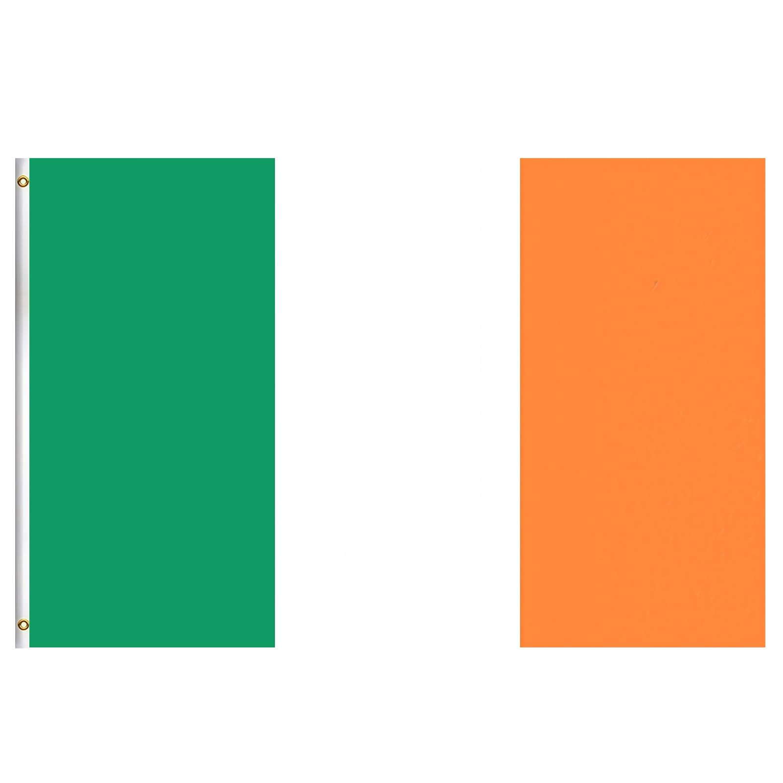 Ireland Flag 5ft x 3ft for World Cup 2026, Large Irish Tricolour Flag with Metal Eyelets, Polyester Supporter Flag for World Cup Football Bar Club Garden Street Indoor Outdoor Party Decorations