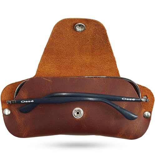Image of Toprank Leather Eyeglass Case - Handmade Slim Sunglasses Holder, Genuine and Universal Fit for Men and Women