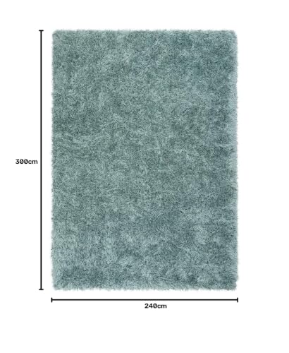 Image of F & B RUGS ; SUPERIOR QUALITY PRODUCTS Firoz and Brothers Handwoven Super Soft Indoor Modern Shag Microfibre Silky Fluffy Smooth 8x10 feet Seafoam
