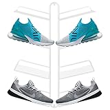 mDesign Modernes Schuhregal aus Metall, perfekt für Sneaker-Köpfe, zur Aufbewahrung Ihrer Sammlung von Kicks, 4 Ebenen, Wandhalterung, Weiß