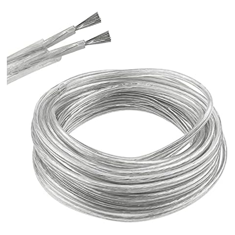 PLCatis Clear 2 Core Cable 0.75mm² Round Flex Electrical Wire Invisible PVC Greater Bend Flexible Cable Identifiable Two Core Cable for Small Appliances LED Solar Lights Wall Lamps 5 Meters(L) Cover