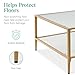 Best Choice Products 32” Square Glass Coffee Table, Large 2-Tier Accent Furniture for Living Room, Bedroom w/Metal Frame, Glass Shelves - Gold