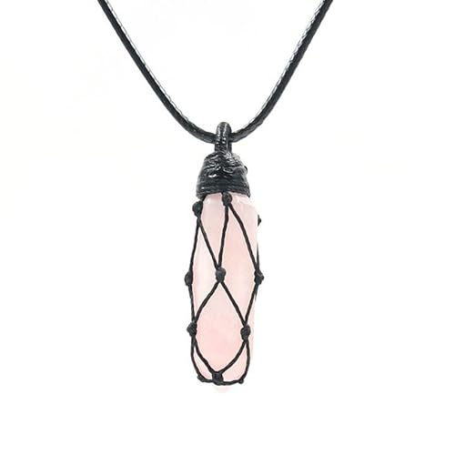 Pierre précieuse, Pendule de Cristal, Pendentif Pierre Naturelle Hexagonale pour Radiesthésie, Pendule Chakra Reiki Divination Méditation Wicca (Quartz rose)