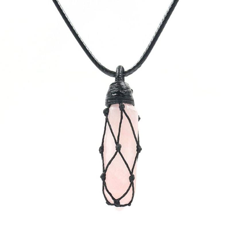 Piedra Preciosa, Péndulo de Cristal, colgante de piedra natural Hexagonal para Radiestesia, péndulo Chakra Reiki Adivinación Meditación Wicca (Cuarzo rosa)