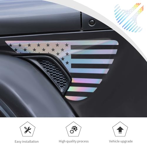 Image of Side Fender Vent Sticker US Flag Decals Vinyl Sticker Compatible with Jeep Wrangler JL JLU Gladiator JT 4xe 2025-2018 2pcs(Flash)