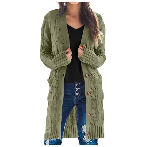 UPOI Damen Strickjacke Strick Cardigan Lange Elegant Strickjacken mit...