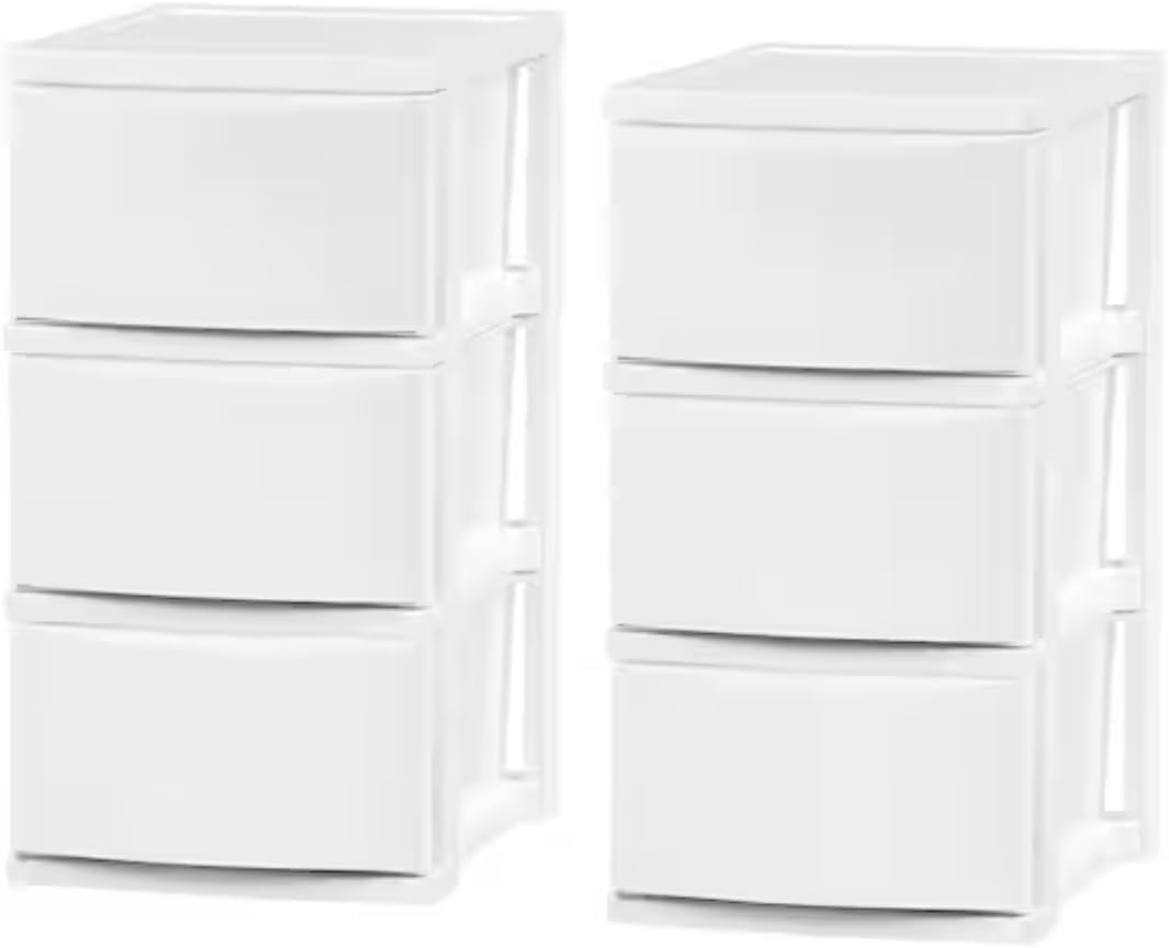 Plastic Storage Bin Chest (2-Pack) with 3 Drawers OA14932