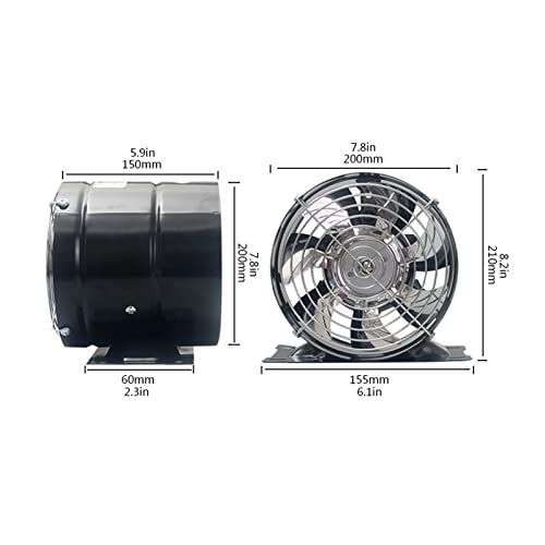 Ventilador de extracción vertical móvil con base y cubierta de red, sin instalación, ventilador de cocina de 8 pulgadas color negro miniatura 2