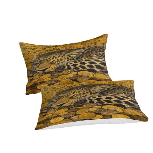 Housses de couettes léopard parure de lit 140x200 microfibre 3 pièces single