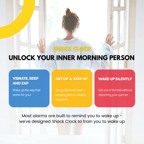Shock Clock – The World's No. 1 Alarm Clock – Train Your Brain To Wake Up On Time – For Heavy Sleepers, Hard Of Hearing, Students & Shift Workers #TOP6