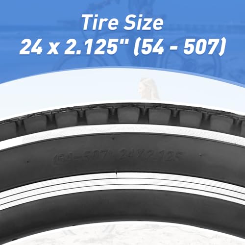 Balinge 24" x 2.125" Folding Replacement Bike Tire for Beach Cruiser Bike，Bicycle Tires for Commuter Bikes，White Wall，2 Tires 2 Levers (2 Tires & 2 Levers, 24" x 2.125")