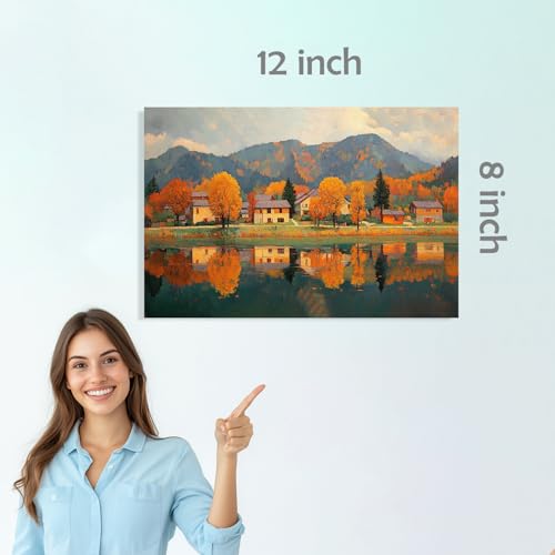 Image of SiddArtify Landscape Wall Art Poster Print Set - Colorful Village Poster Decor for Living Room Bedroom - 8x12 Sticker Pack of 6