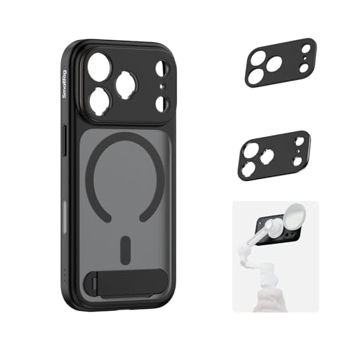 SMALLRIG FilMov Phone Case Kit for iPhone 17 Pro Max Magnetic Case with Adjustable Kickstand Lens Backplate Support for MagSafe for Phone Gimbal Stabilizer for DJI for Insta360 Black-5551