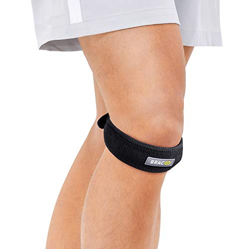 Bracoo Knee Strap - Running, Basketball, Pain Relief for Jumper's and Runner's Knee, Patella support, One Size, Black