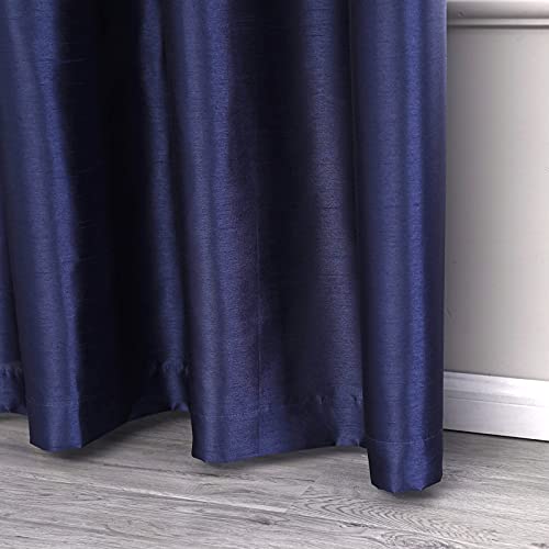 Image of GYROHOME Extra Wide Navy Blueout Curtain for Sliding Glass Door, Faux Silk Navy Blueout Curtains Fully Lined Solid Window Treatment Drapes (1Panel,100x108inch,Navy Blue)