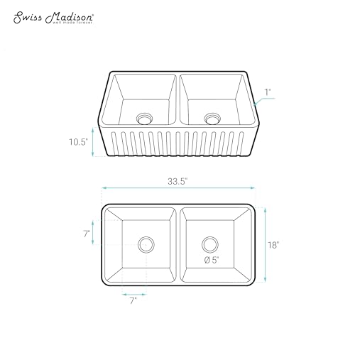 Image of Swiss Madison Well Made Forever SM-KS246 Delice Duo Farmhouse Sink, Glossy White