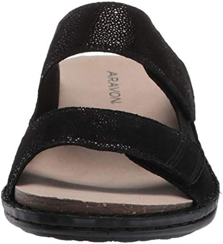 Aravon Women's Cambridge 2 Strap Sandal, Black, 7 | Image 1