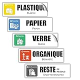 EVM 5 Étiquettes Autocollant en PVC souple Imperméable Lavable pour la Gestion des déchets Stickers Recyclage 20 x 6 cm