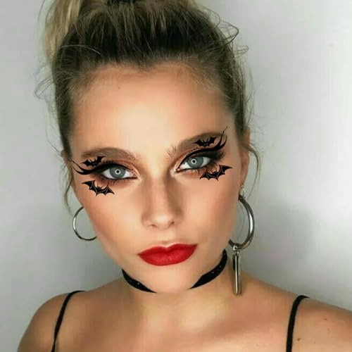 Eye shadow Tattoo Sticker Temporary Eye Tattoo Makeup Transfer Stickers Eyeliner Eyeshadow Sticker Spider Web Skull Bat for Women Halloween Masquerade Party 20pcs /10 Pairs - Image 7