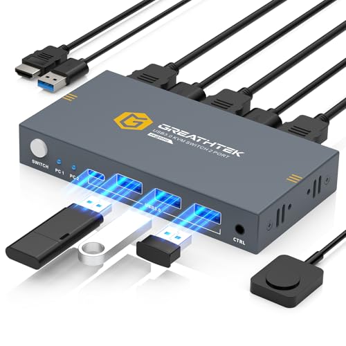 KVMスイッチHDMI 2入力1出力 USB 3.0 KVM 切替器 パソコン2台モニター1台切り替え 4K@60Hz EVA-S7232H-01-01