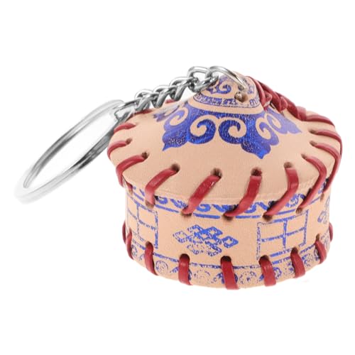 Angoily Porte-Clés Yourte en Bois Sculpté pour Souvenir de Mongolie et Accessoire Camping-Car