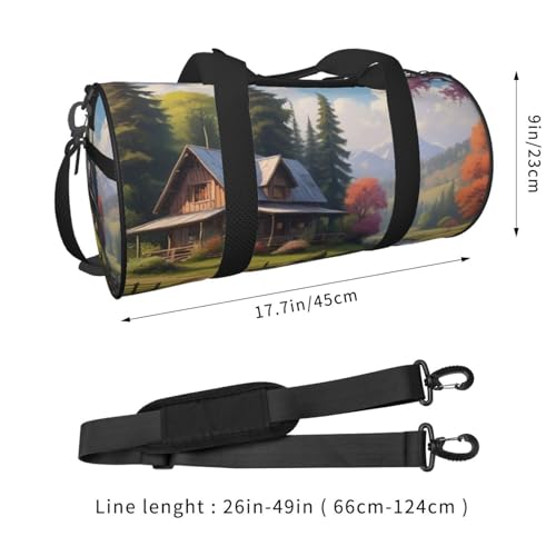 Mystic Meadows Printed Travel Bag,Round Personal Item Storage bag,Foldie Duffel Bag for Traveling Vacation,Fitness,Sports4