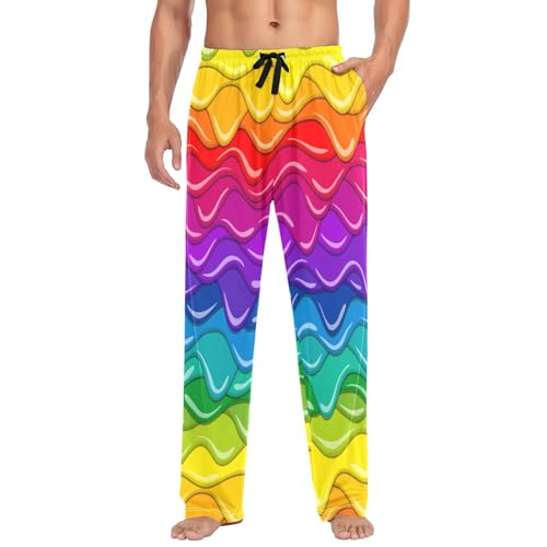 Rainbow Glaze Mens Pajama Pants Mens Pj Pants Comfy Cotton Pj Long Pant for Men with Pockets Size S-XXL