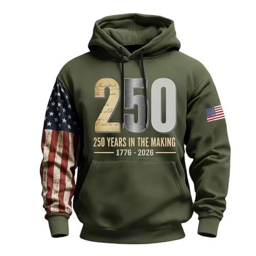 Sudadera con capucha para hombre con estampado América, estilo casual en color verde XL