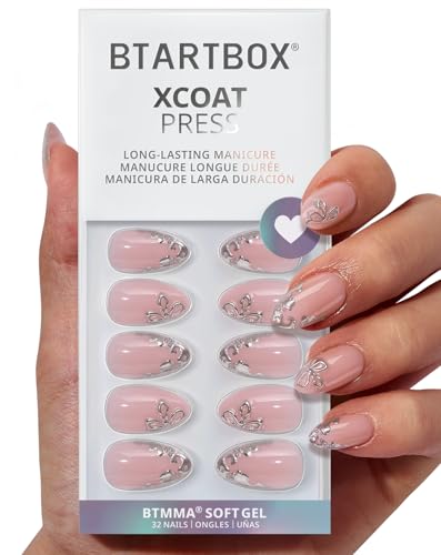 BTArtbox Frost Glam Silver Press On Nails