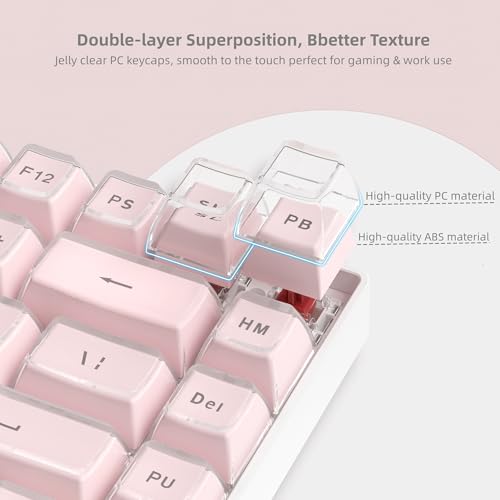 Image of Womier Pink Jelly Keycaps, Mechanical Keyboard for keycaps Set, OEM Profile Key Cap, 113-Key Cute Custom Keycaps for 60%,75%,100% Mechanical Keyboards with Cherry /Gateron MX Switches