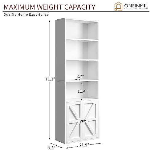 Oneinmil 6 Tier Bookshelf And Bookcase, Wooden Bookshelves With Cabinet Doors, Floor Bookshelves And Office Storage Cabinets For Home Office, Living Room thumb #1