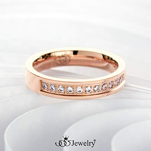 555Jewelry Womens Stainless Steel Classic CZ Wedding Engagement Band Rings4