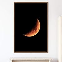 Framed Canvas Wall Art Moon Astronomy & Space Bedroom Colorful Contemporary Moon Multicolor Photography - 16x24 inches