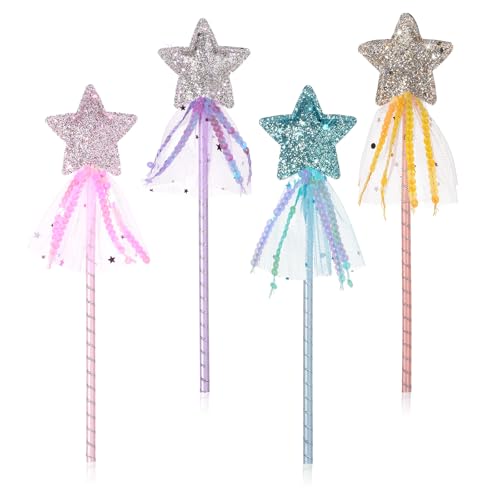 cobee 4 varitas de princesa, varitas de estrella con purpurina,