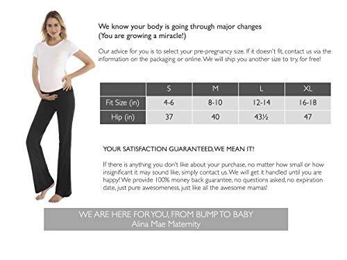 Women Maternity Pajama Pant Stretchy Comfy Wide Soft Palazzo Elastic Pregnancy Lounge Casual Pjs (Black, 8-10) #TOP3