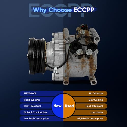 Image of ECCPP AC Compressor Direct Fit for Chrysler Sebring L4 2.4L 2001-2006 | for Dodge Stratus L4 2.0L 2.4L 2001-2006 Fast Cooling AC Compressor with Clutch Low Vibration Fuel Efficient Stable Operation