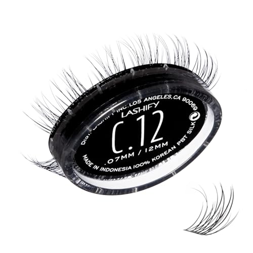 Lashify Curl 12mm Gossamer DIY Eyelash Extensions Refill, Black, Easy False Eyelashes for a Natural Look