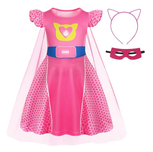 Marendyee Girls Costume Dress with Cape Halloween Toddlers Birthday Cosplay Outfit Size 6 Pink