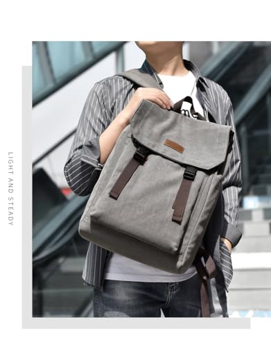 Vintage Canvas Backpack, Classic Daypack with Multiple Pockets, Rushbag, College Backpack Freshman, Multi Colors (Minimalist, Grey)3