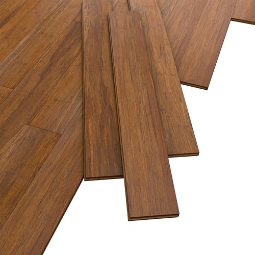 ARTENS - Parkettboden Anza - Versiegeltes massives Bambusparkett zum Kleben - Intenso - Natürliches Holz - Braun - L.92 cm x B.13,2 cm - Dicke 14 mm - 1,09 m²/ 9 Dielen - Belastungsklasse 21