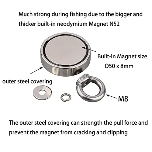 Mutuactor Fishing Magnets 400Lbs Pull Force,Strong Retrieval Magnet N52 Neodymium Magnets With 20M(64 Foot) Durable Rope,Powerful Magnets For Fishing And Magnetic Recovery Salvage… #TOP3