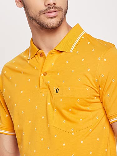 Image of UNIBERRY Men's Cotton Blend Half Sleeve Printed Polo Neck T-Shirt Has A Short Sleeve & Pocket On ChestBZRMT6-MR
