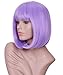Annivia Lavender Purple Short Bob Wig for Women 12inch Synthetic Straight Wigs with Bangs Halloween Cosplay Party Wig Natural As Real Hair Wig for Women (Lavender Purple)