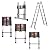 Telescoping Ladder 12.5ft Stainless Steel Extension Folding Ladder, Folded Height 2.8ft, 330lbs Max Load Capacity, Portable Heavy Duty Telescoping Ladder for Home, RV, Roof, EN131 Certificated