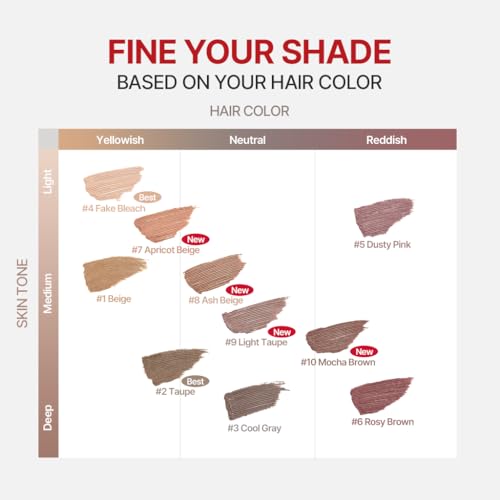 Image of Espoir The Brow Color Fixing Cara #8 Ash Beige 0.1 fl oz - Tinted Eyebrow Mascara, Long-Lasting Brow Gel with Skinny Brush, Natural Brow Coloring for Women & Men, Korean Brow Makeup