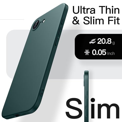 Image of JETech Slim Case for iPhone 17e /16e, Midnight Green | Camera Lens Protection, Ultra-Thin Matte Finish, Lightweight Minimalist Cover