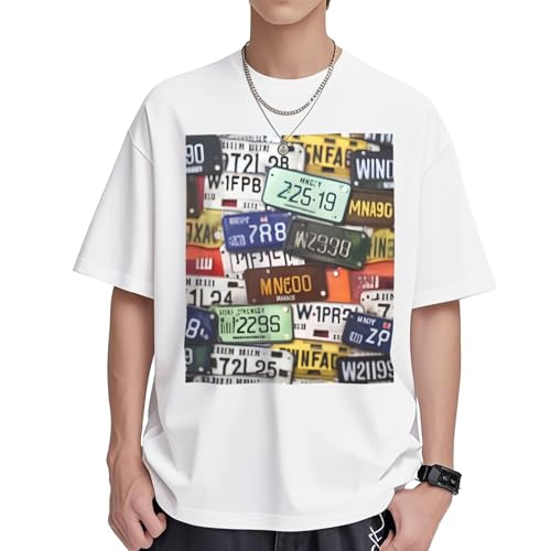 T-shirt plaque d'immatriculation femme en coton ample et décontracté