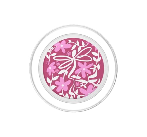 PopSockets PopGrip para MagSafe de diseño floral rosa con libélulas 2