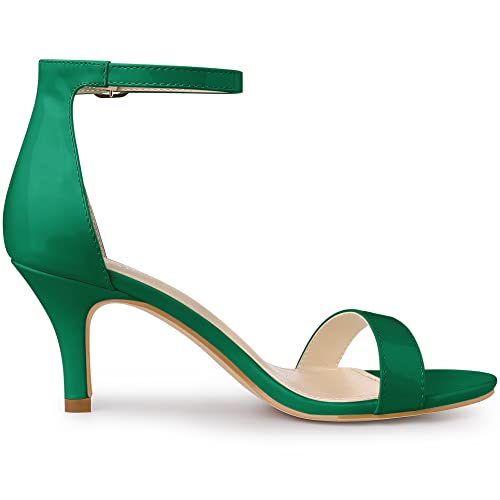 Allegra K Allegra K Women's Ankle Strap Heeled Open Toe Stiletto Green Heels Sandals 7.5 M US